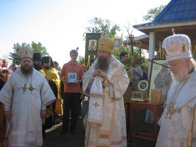 с. Троицкое, владыка Марк обращается со словом к пастве