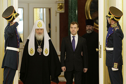 Патриарх Кирилл и президент РФ Дмитрий Медведев