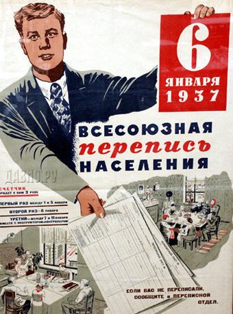 плакат 1937 года о переписи населения
